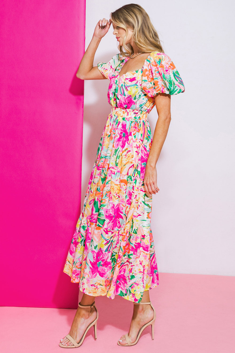 IT STARTS NOW WOVEN MIDI DRESS Flying Tomato