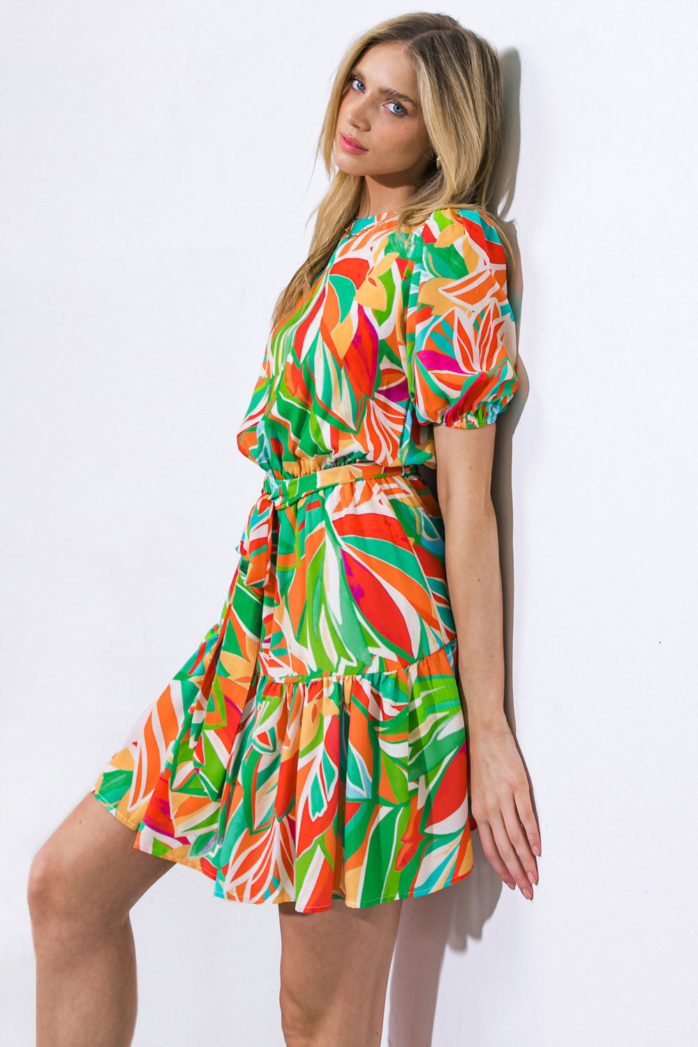 TIME TO START WOVEN MINI DRESS Flying Tomato