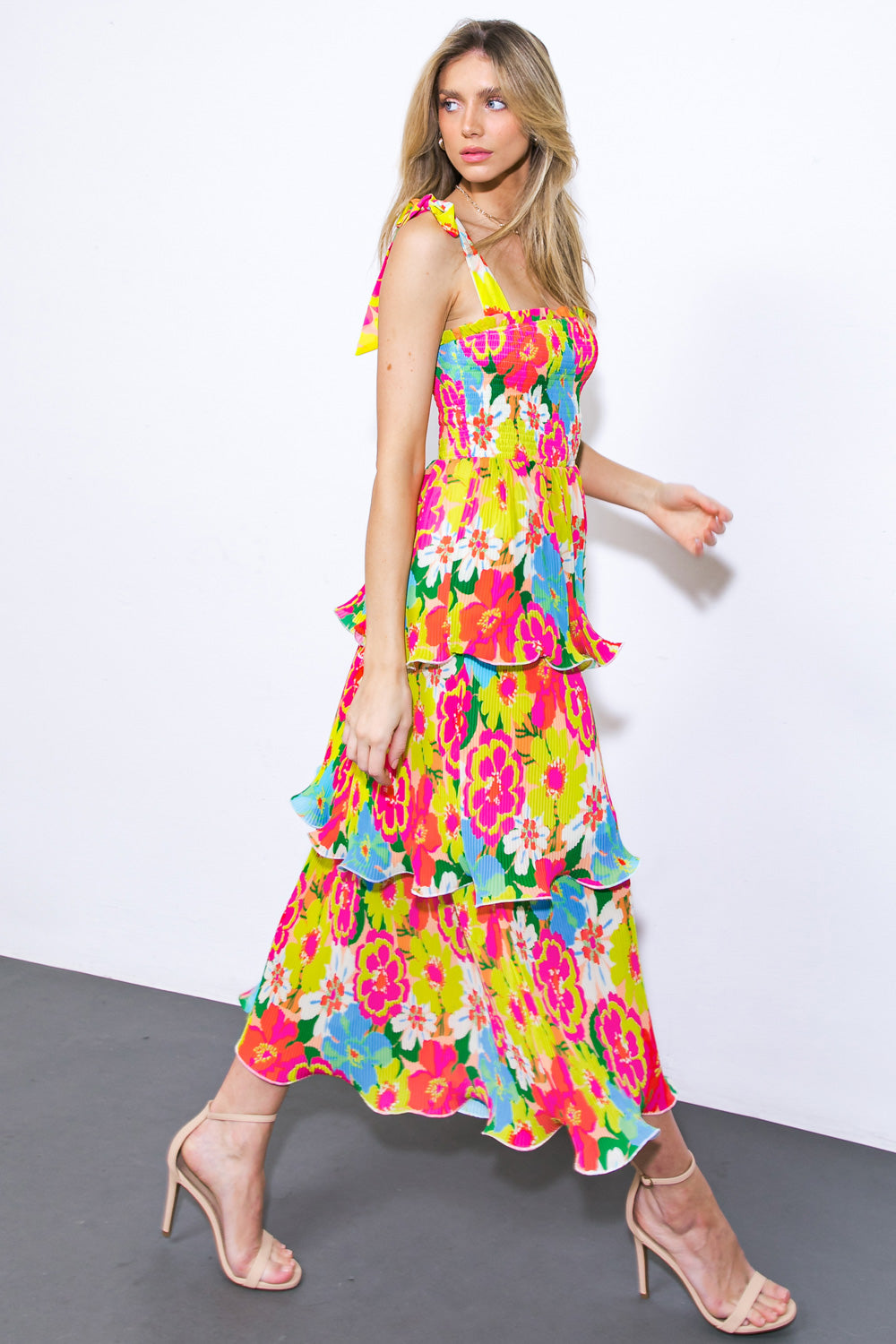 VISIONS FROM THE MEADOW WOVEN MIDI DRESS Flying Tomato