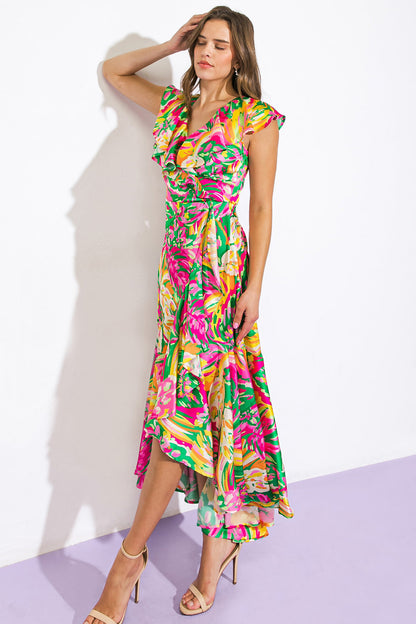 THE TIME IS RIGHT WOVEN SATIN MAXI DRESS