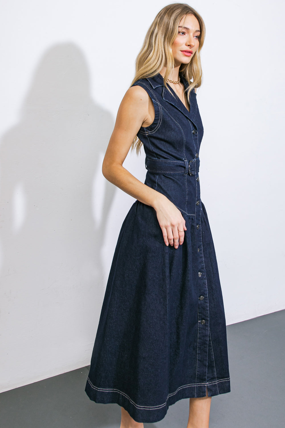 DEEP IN MY SOUL DENIM MIDI DRESS Flying Tomato