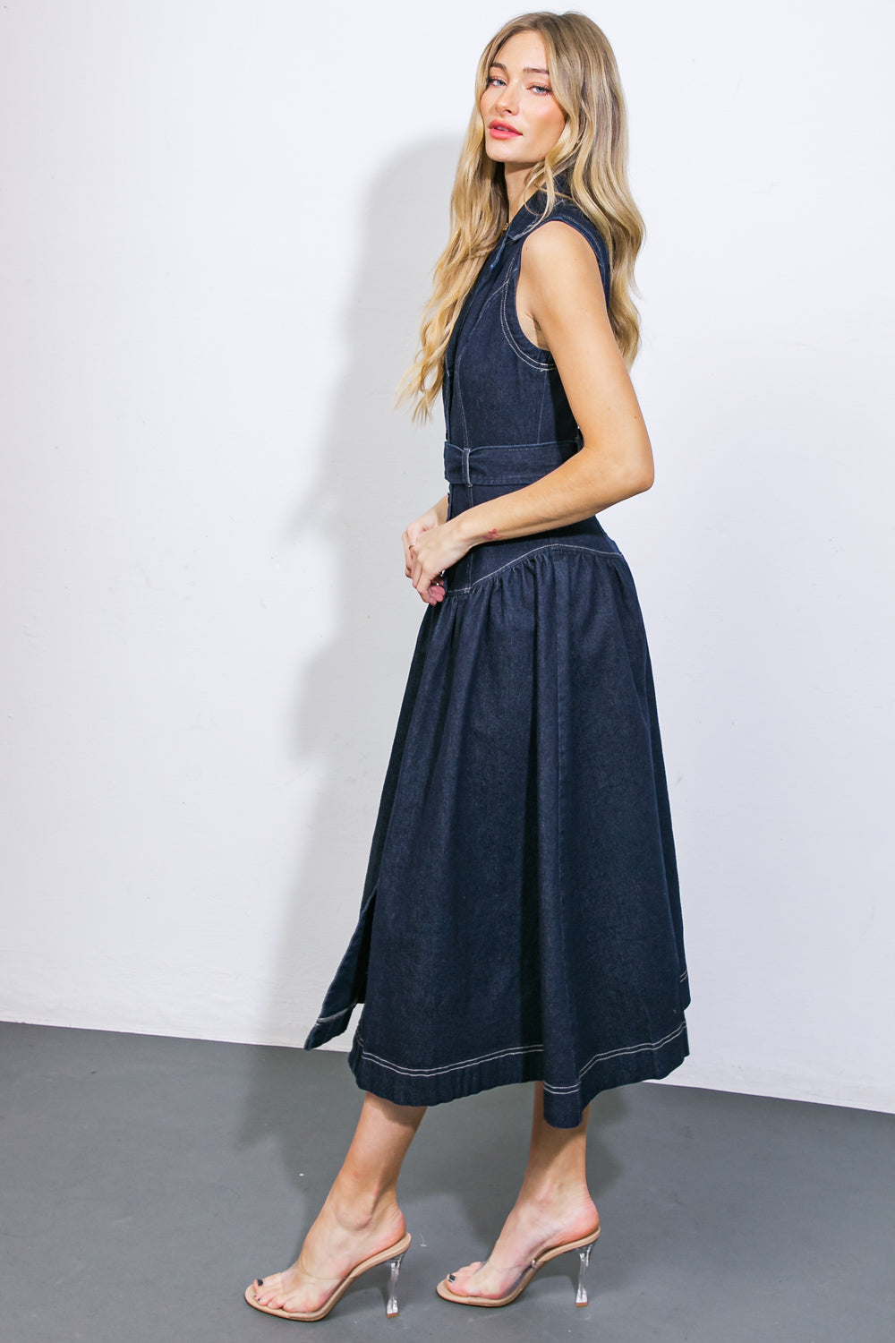 DEEP IN MY SOUL DENIM MIDI DRESS Flying Tomato