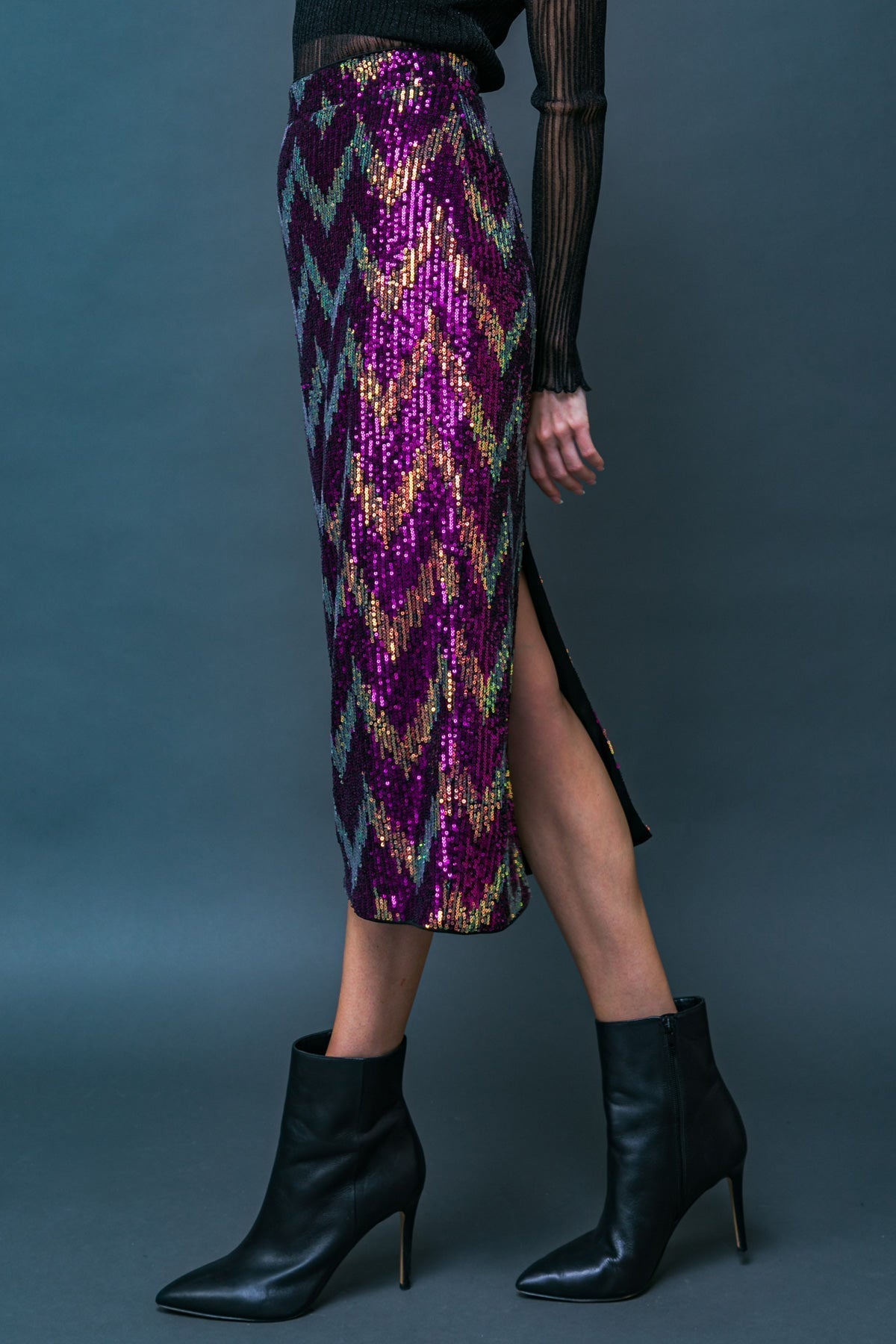 BE HAPPY FRIEND SEQUIN MIDI SKIRT Flying Tomato