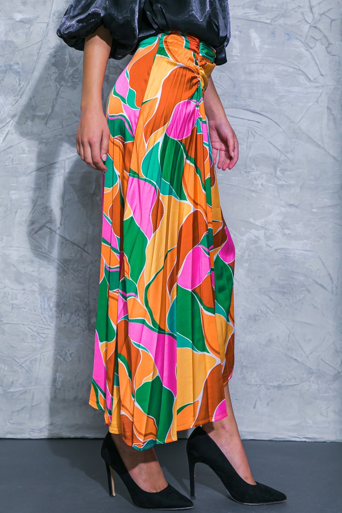 GRACEFUL IMPRESSION WOVEN MIDI SKIRT Flying Tomato