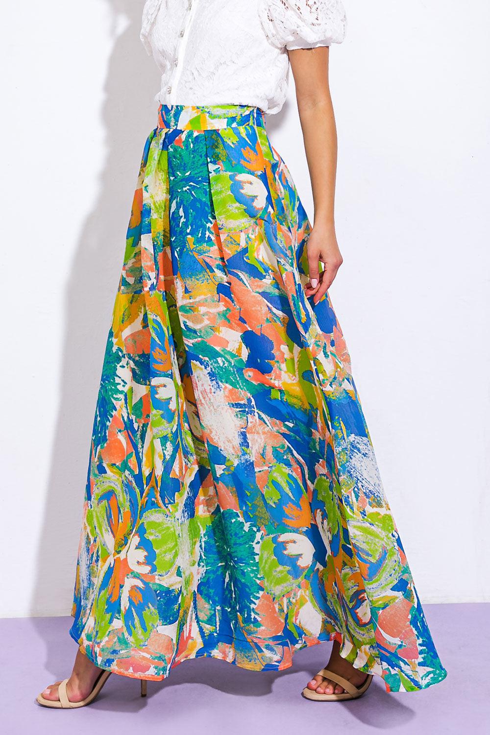 Flying Tomato Coastal Chic Woven Maxi Skirt, close-up of the hemline. Reveals the quality finish and intricate woven edge.