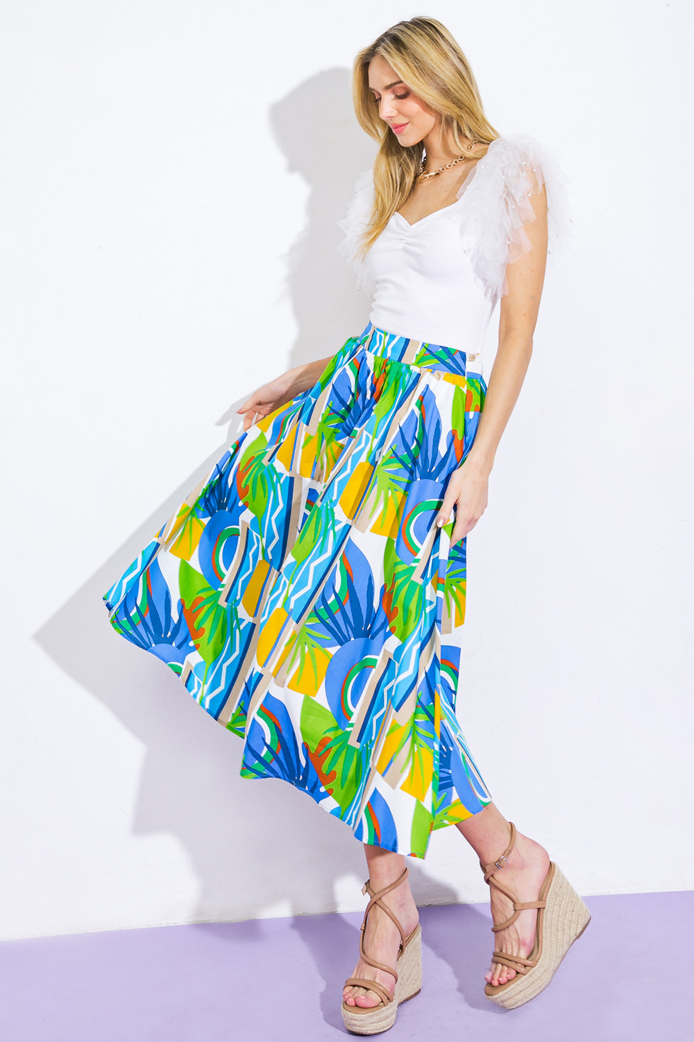 ARE WE THERE YET WOVEN MIDI SKIRT