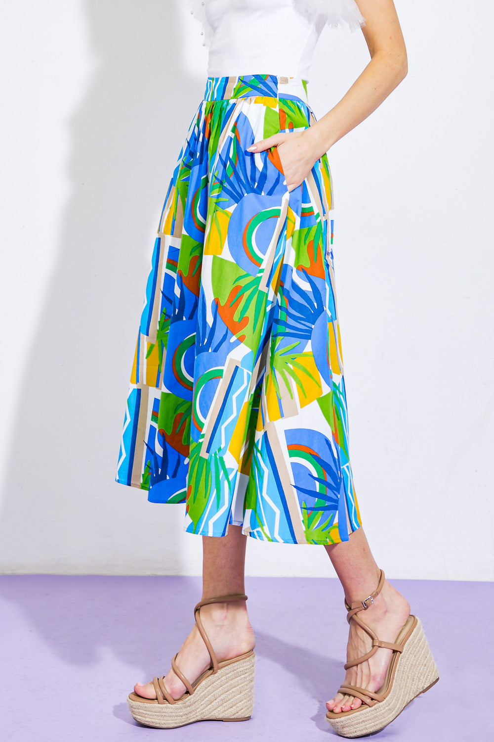 ARE WE THERE YET WOVEN MIDI SKIRT