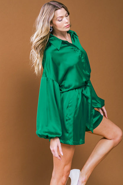 CELEBRATION TIME WOVEN SATIN ROMPER