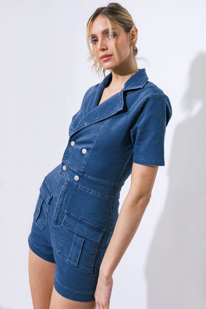 THIS ISN'T GOODBYE DENIM ROMPER