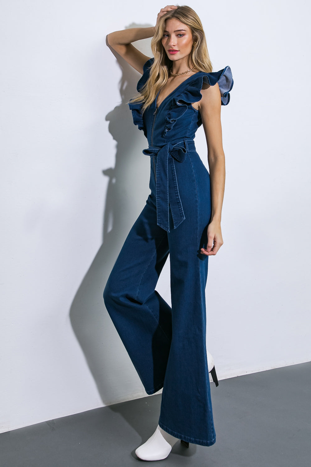 RUNNING ON LOVE DENIM JUMPSUIT