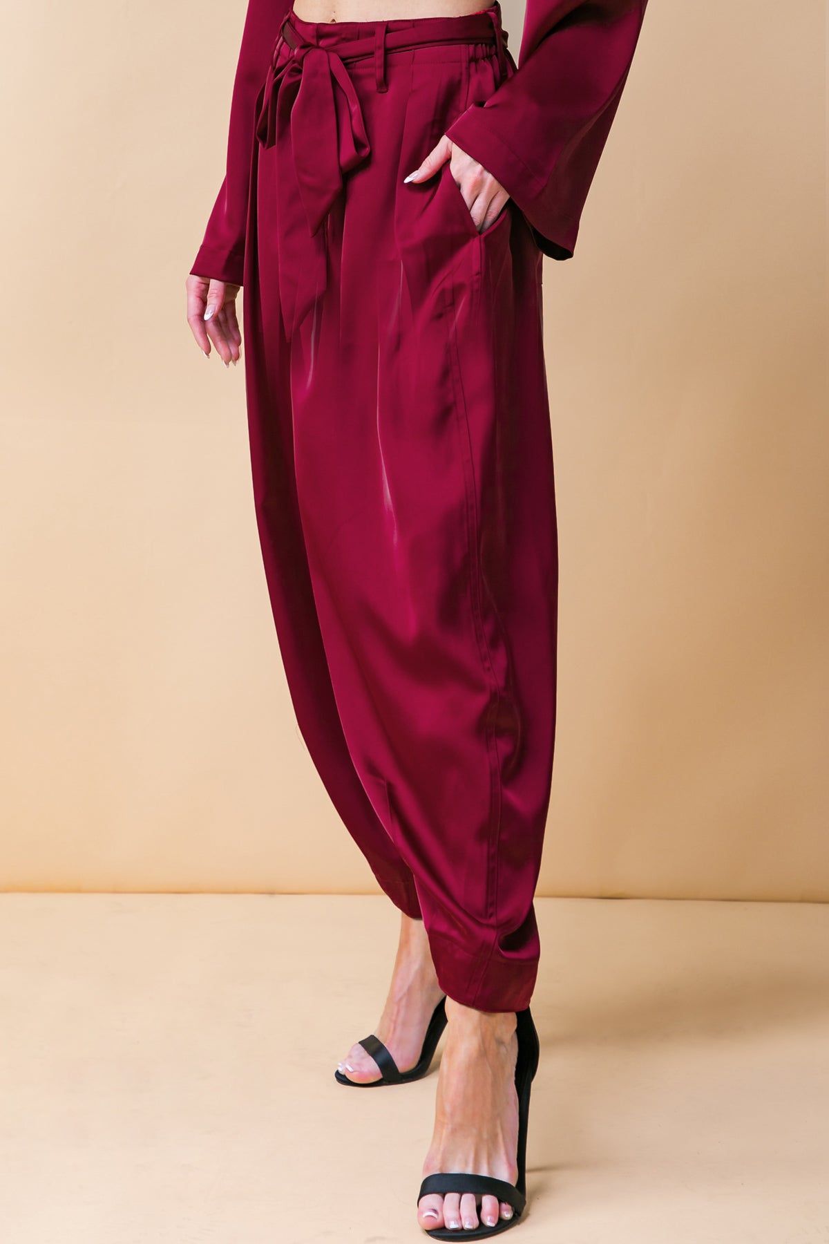 POWERFUL CHARM WOVEN SATIN PANTS