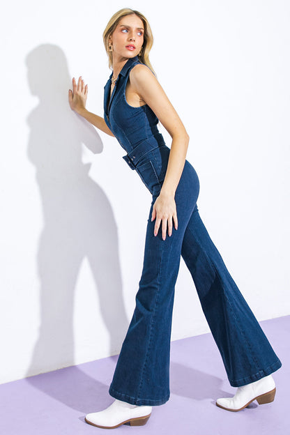 FOLLOW YOU EVERYWHERE DENIM JUMPSUIT