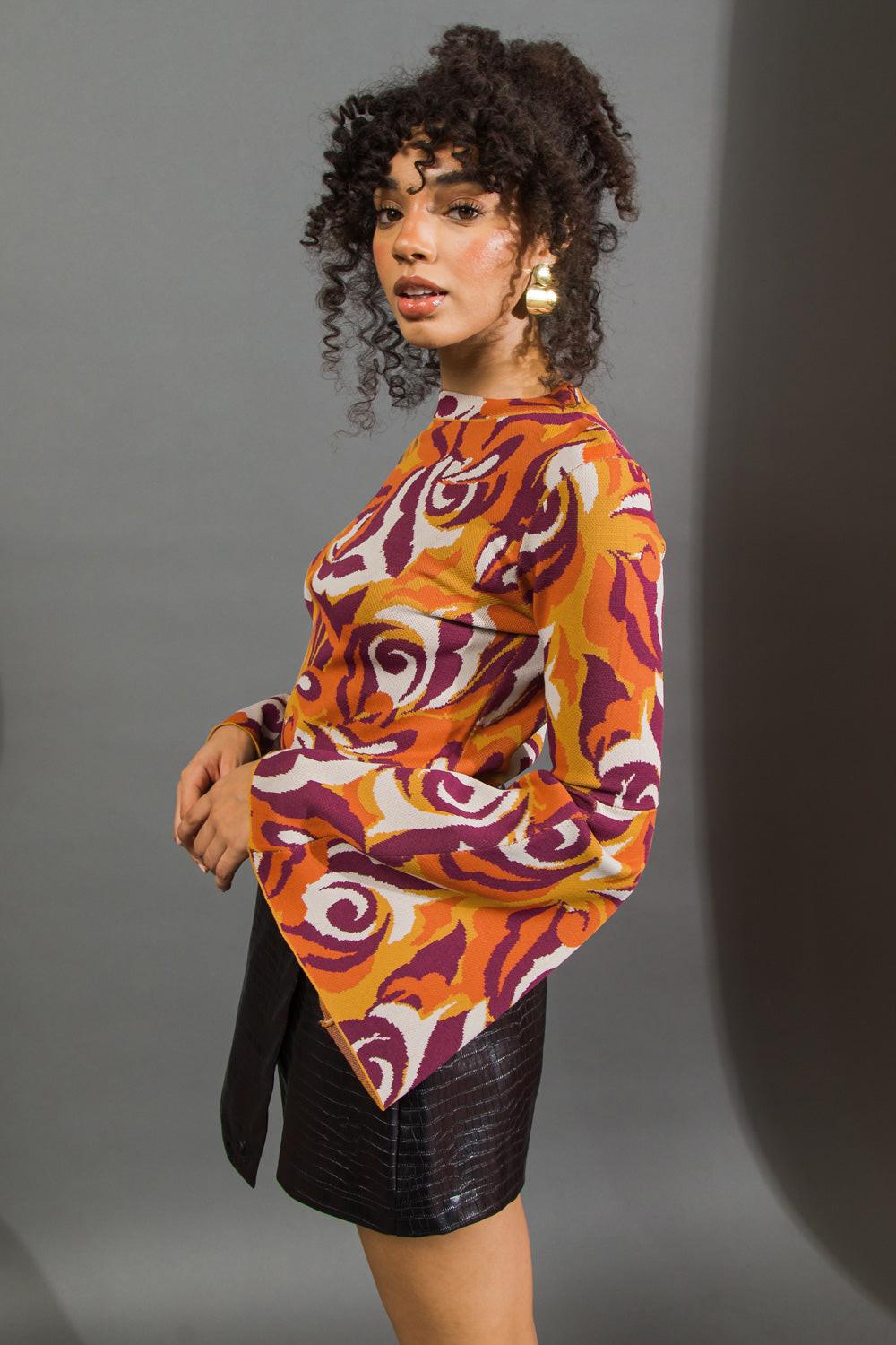 Flying Tomato HER FAVORITE FEATURES SWEATER TOP from the back, revealing its thoughtful design details and versatile styling 