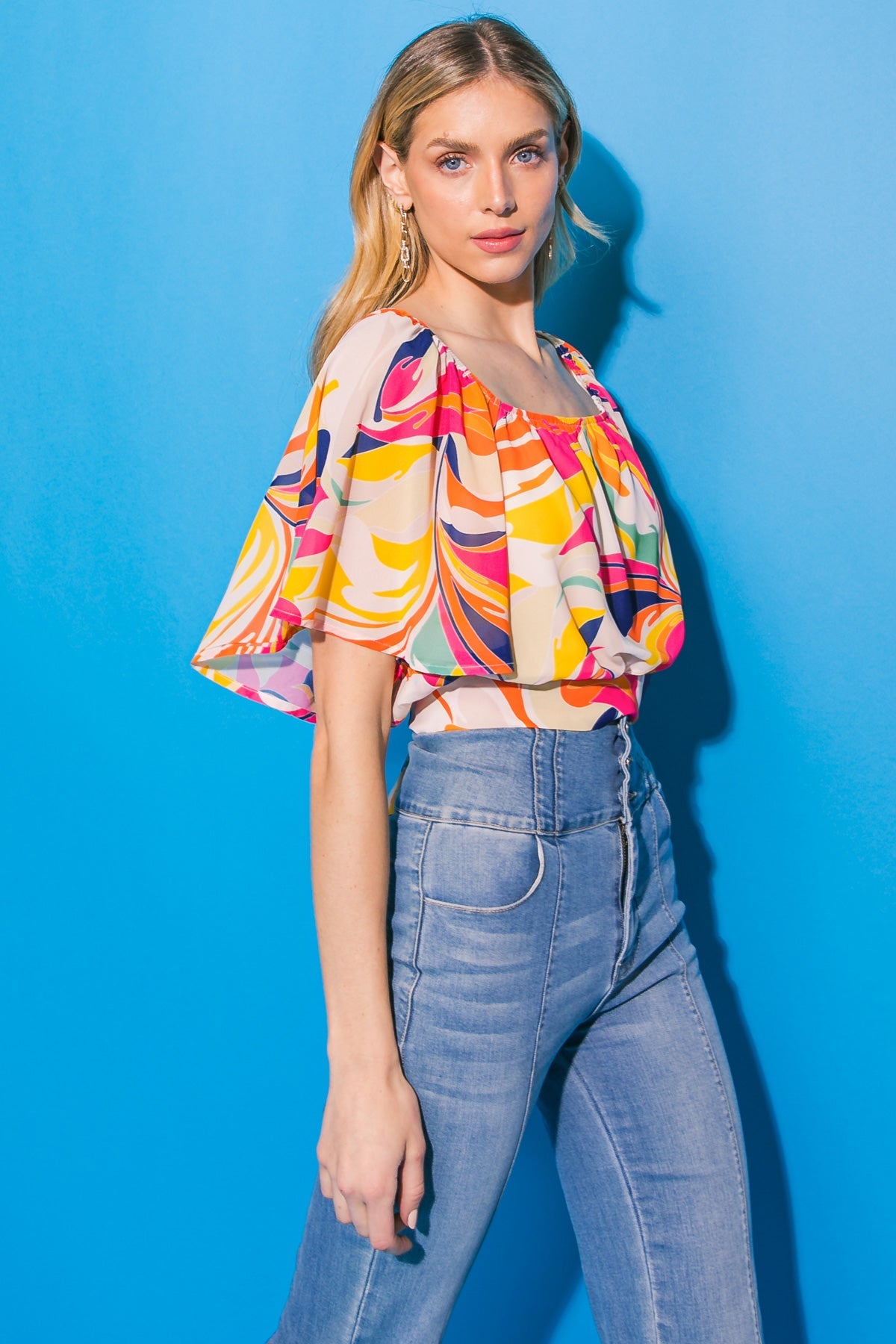 AN APPLE A DAY PRINT WOVEN TOP