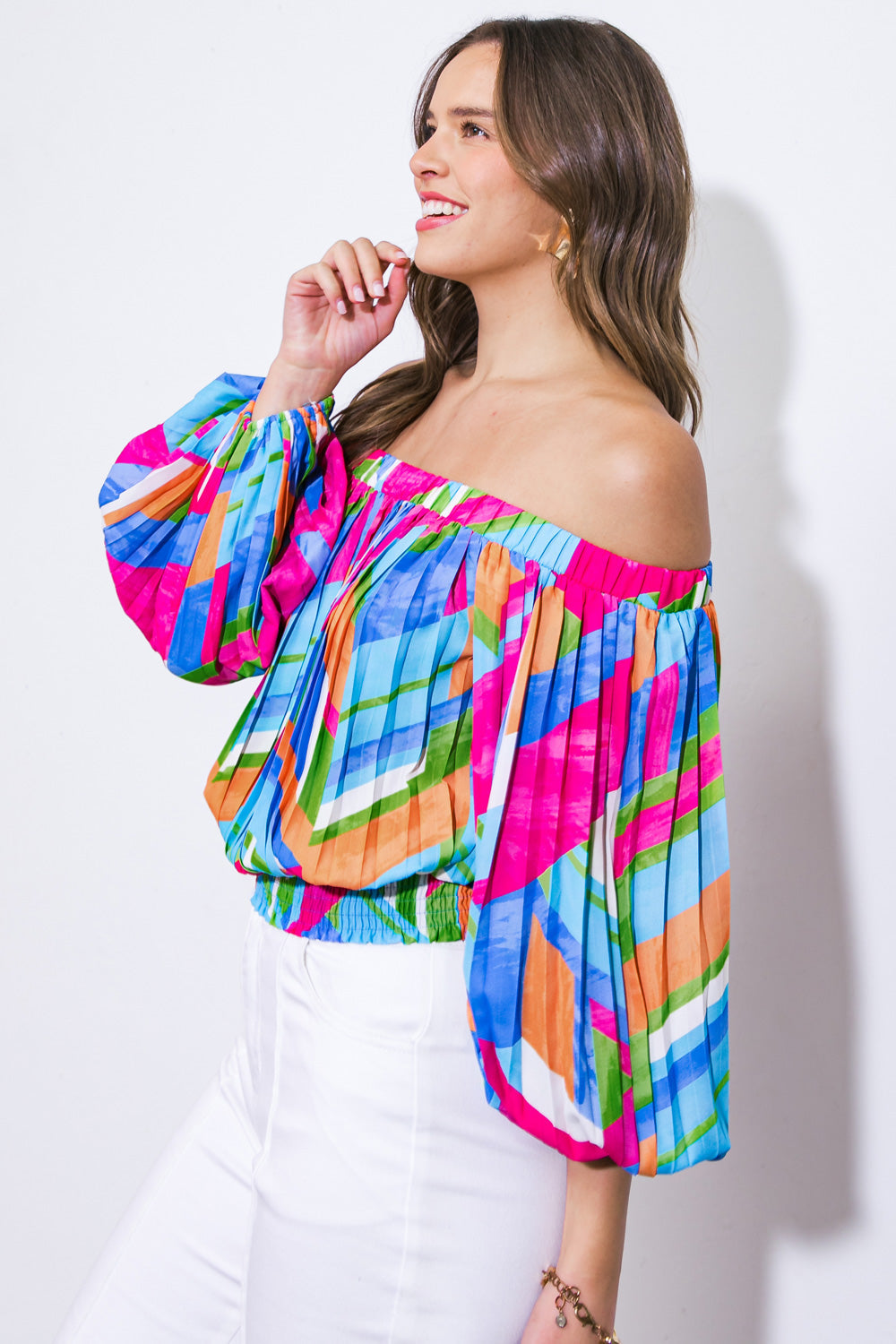 FROSTED UPON WOVEN TOP Flying Tomato