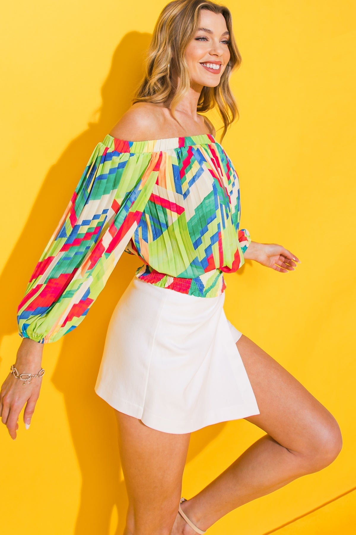 FROSTED UPON WOVEN TOP Flying Tomato