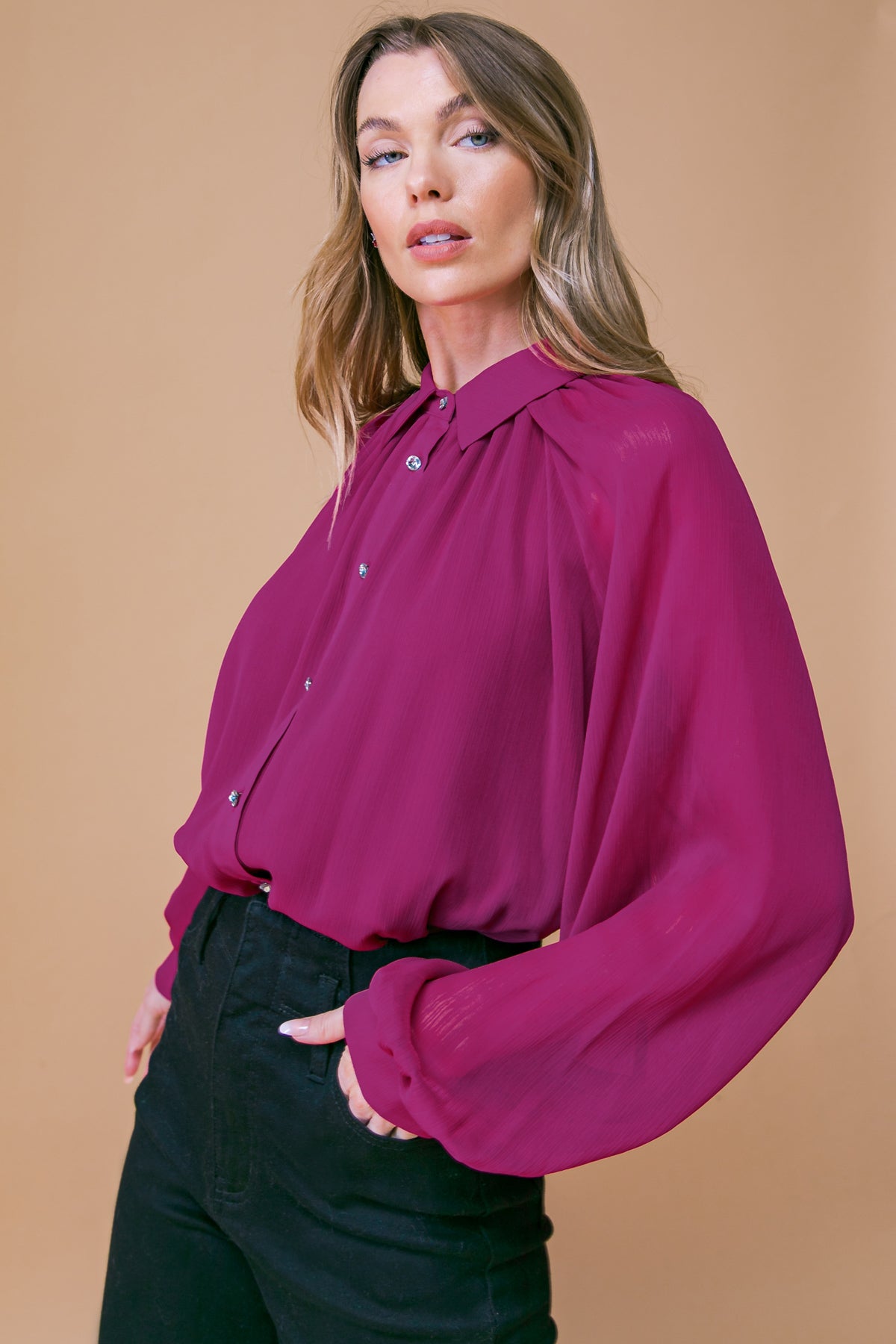 MIDNIGHT CHIC WOVEN TOP Flying Tomato