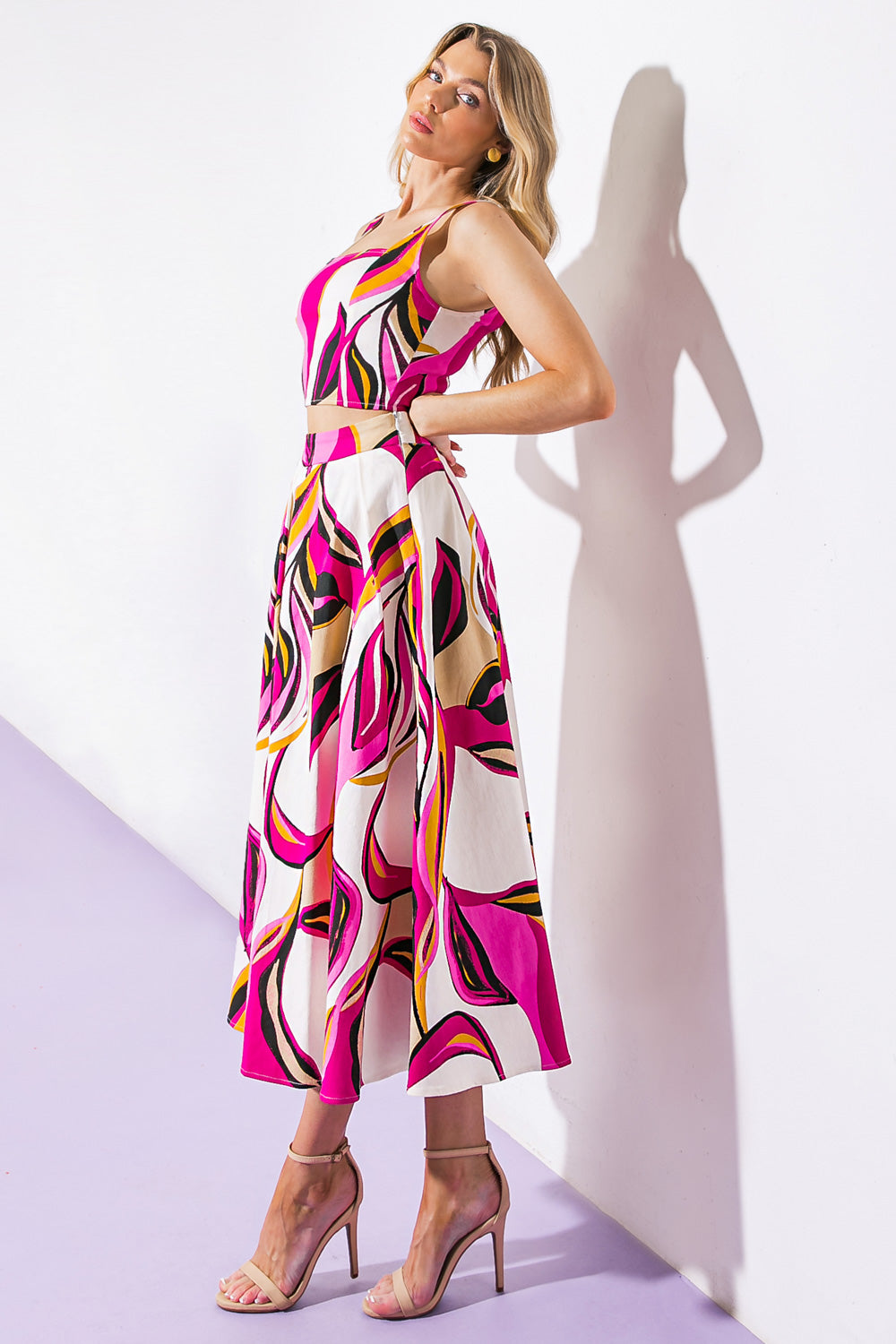 COCKTAIL CLUB WOVEN TWILL TOP AND SKIRT Flying Tomato