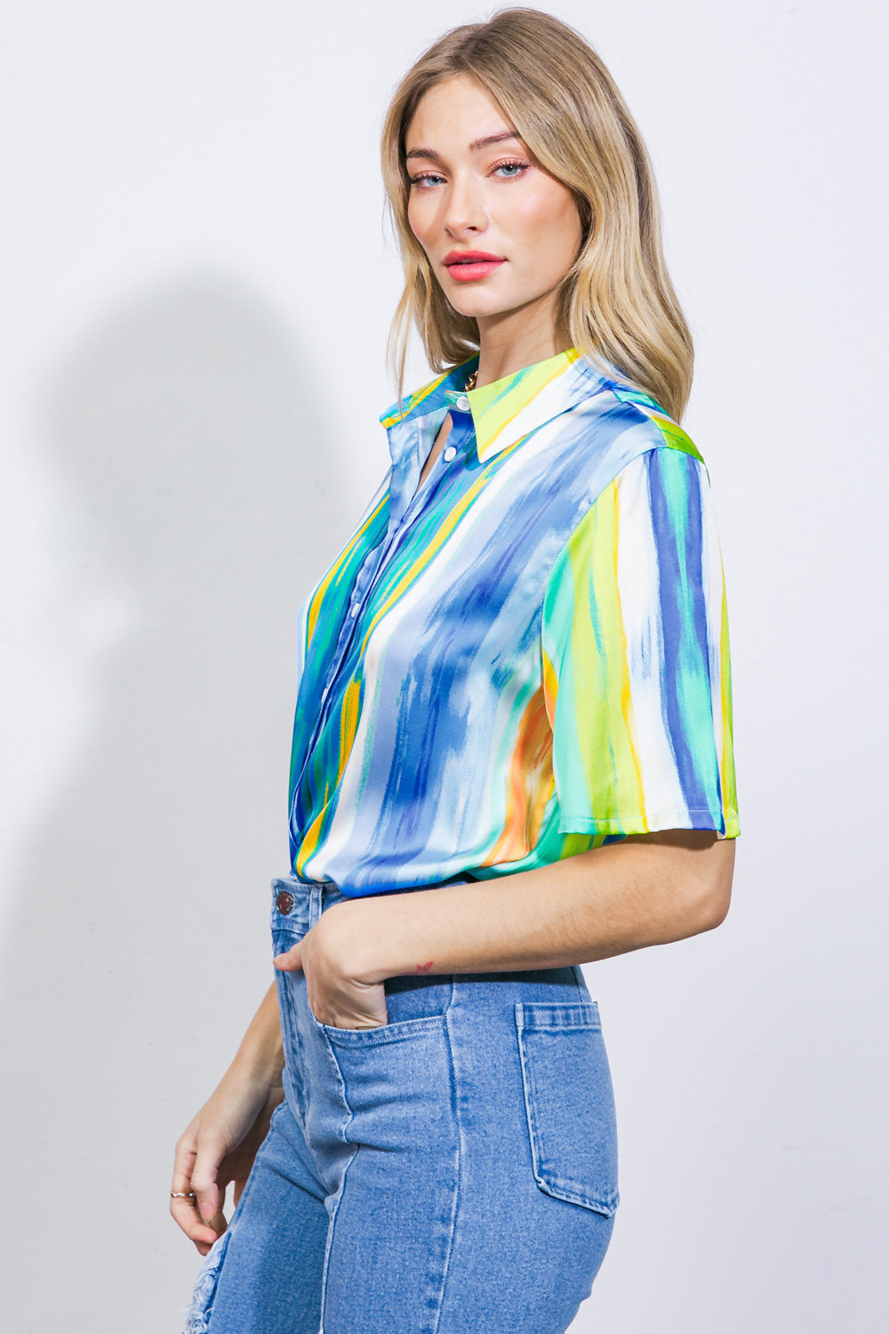 TAKE ME DANCING WOVEN SATIN TOP