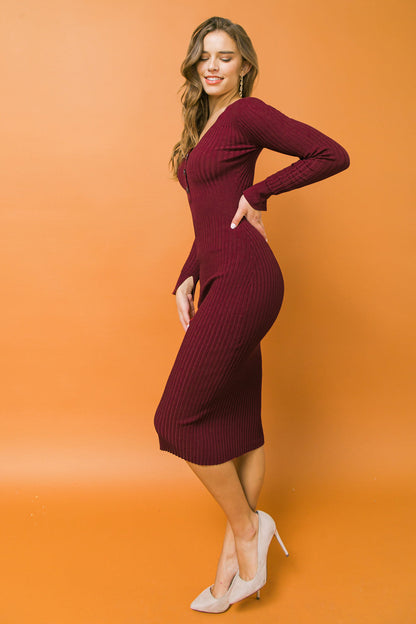 EASY ON ME SWEATER MIDI DRESS