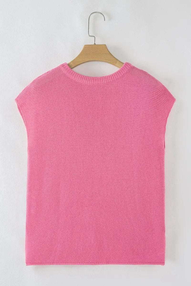 Sachet Pink Solid Color Sweater Tee with Side Slits Fashion - Love Salve 