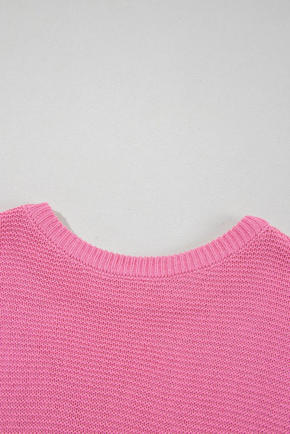 Sachet Pink Solid Color Sweater Tee with Side Slits Fashion - Love Salve