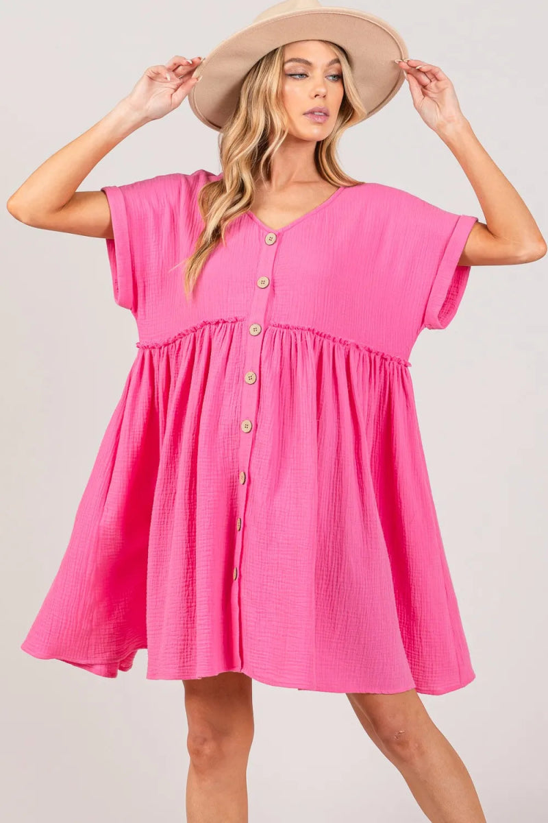 SAGE + FIG Button Up Short Sleeve Dress for Every Occasion - Love Salve 
