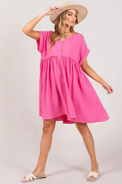 SAGE + FIG Button Up Short Sleeve Dress for Every Occasion - Love Salve 