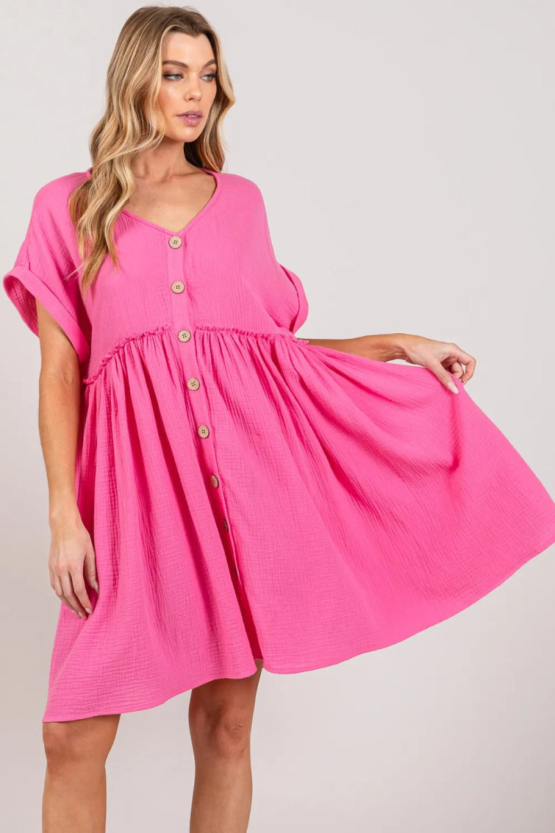 SAGE + FIG Button Up Short Sleeve Dress for Every Occasion - Love Salve 