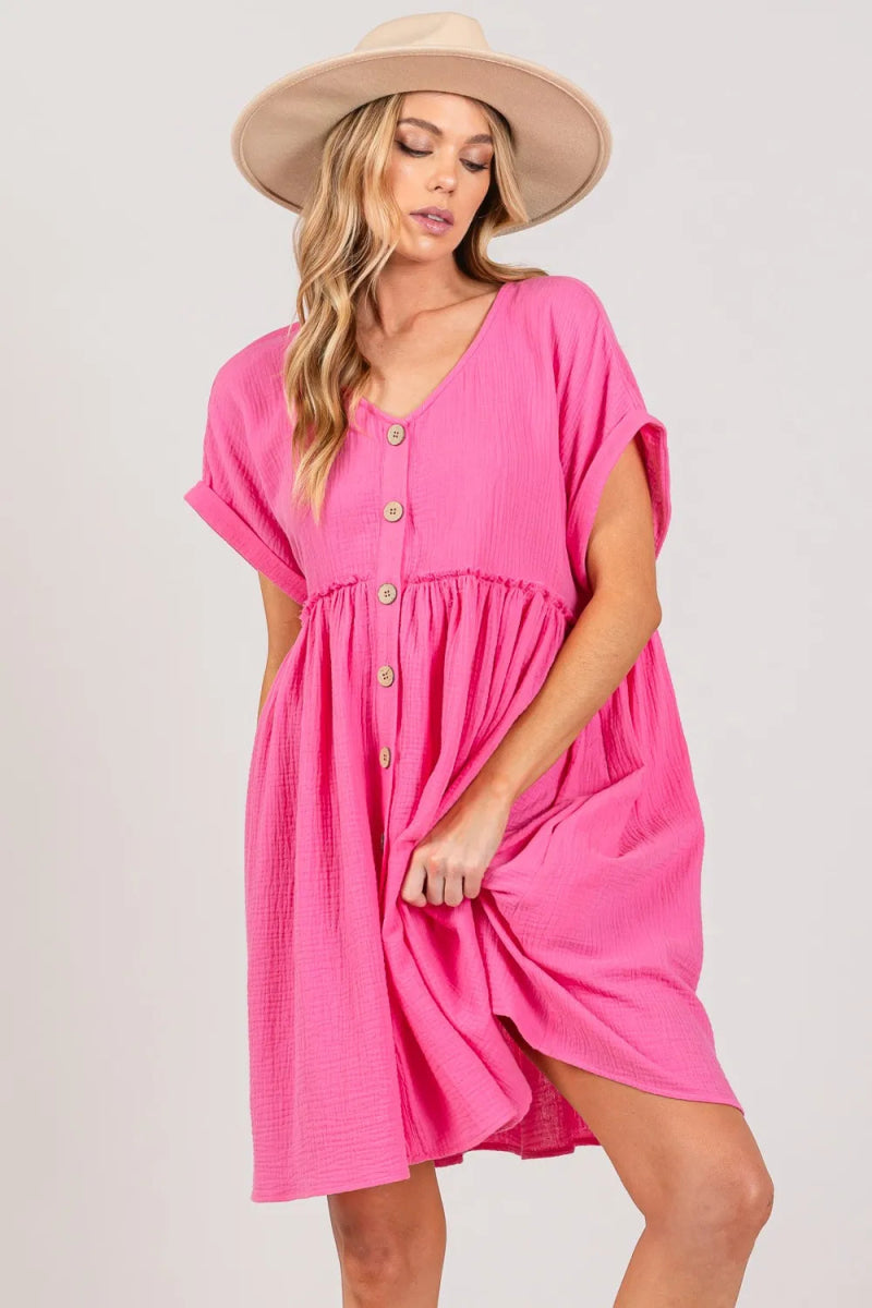 SAGE + FIG Button Up Short Sleeve Dress for Every Occasion - Love Salve 