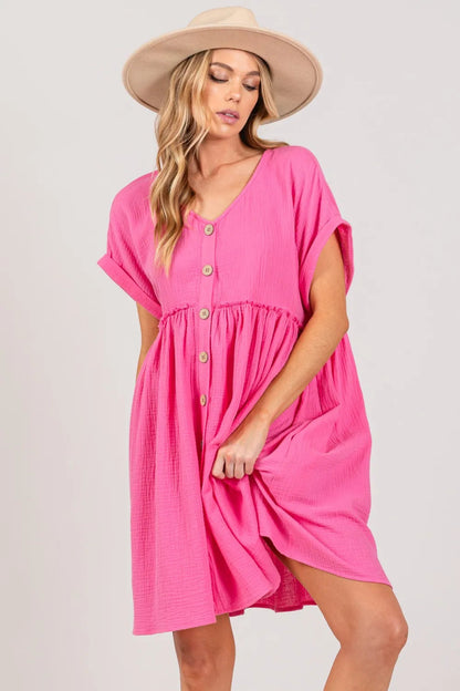 SAGE + FIG Button Up Short Sleeve Dress for Every Occasion - Love Salve 