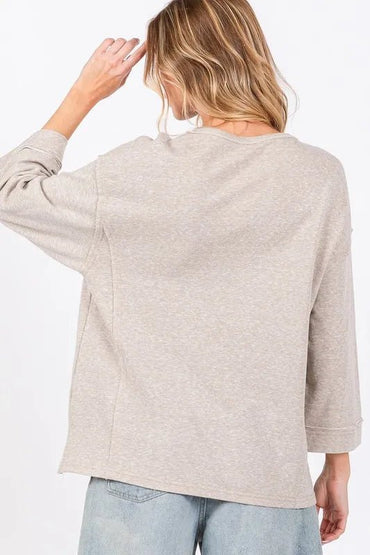SAGE + FIG Floral Peace Patch Round Neck Top for Women - Love Salve
