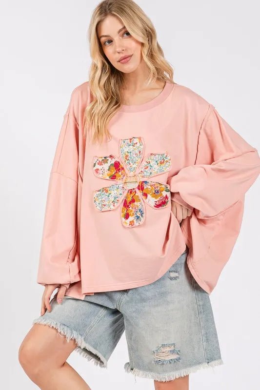 SAGE + FIG Flower Patch Dropped Shoulder Oversize Top - Love Salve 