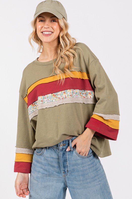 SAGE + FIG French Terry Color Block T-Shirt for Women - Love Salve 
