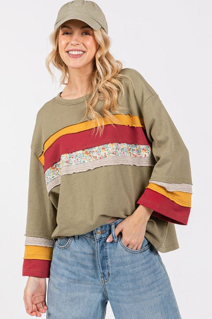 SAGE + FIG French Terry Color Block T-Shirt for Women - Love Salve 