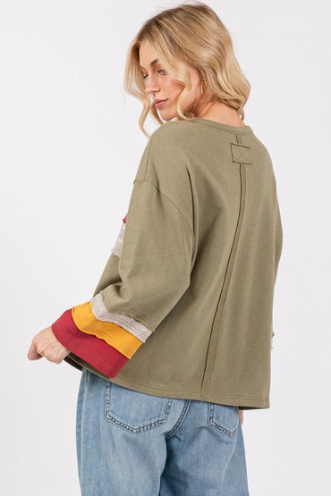 SAGE + FIG French Terry Color Block T-Shirt for Women - Love Salve 
