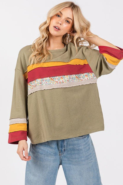 SAGE + FIG French Terry Color Block T-Shirt for Women - Love Salve 