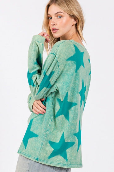 SAGE + FIG Mineral Wash Star Pattern T-Shirt - Love Salve 