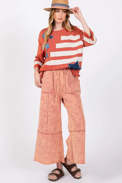 SAGE + FIG Mineral Washed Terry Wide Leg Pants for Women - Love Salve 