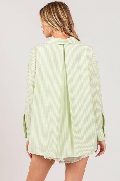 SAGE + FIG Striped Button Up Long Sleeve Shirt - Love Salve