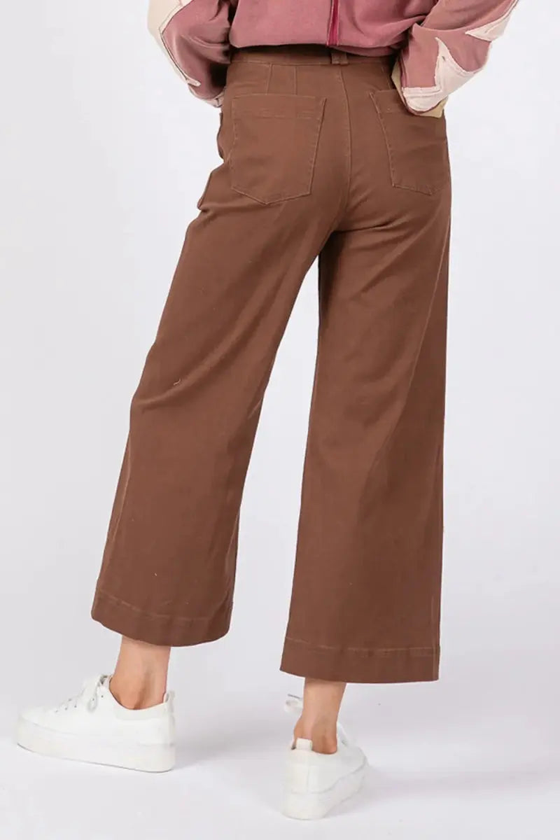 SAGE + FIG Wide Leg Cropped Pants for Stylish Comfort - Love Salve 