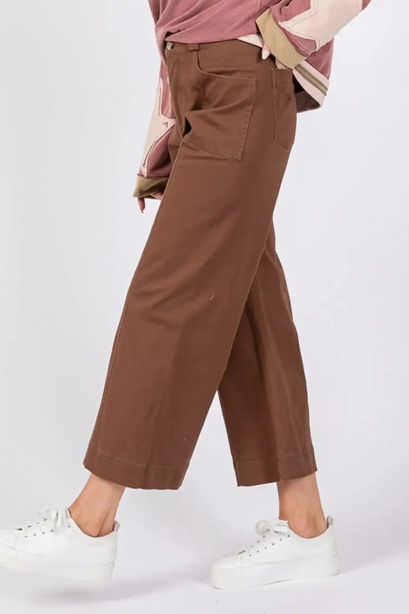 SAGE + FIG Wide Leg Cropped Pants for Stylish Comfort - Love Salve 