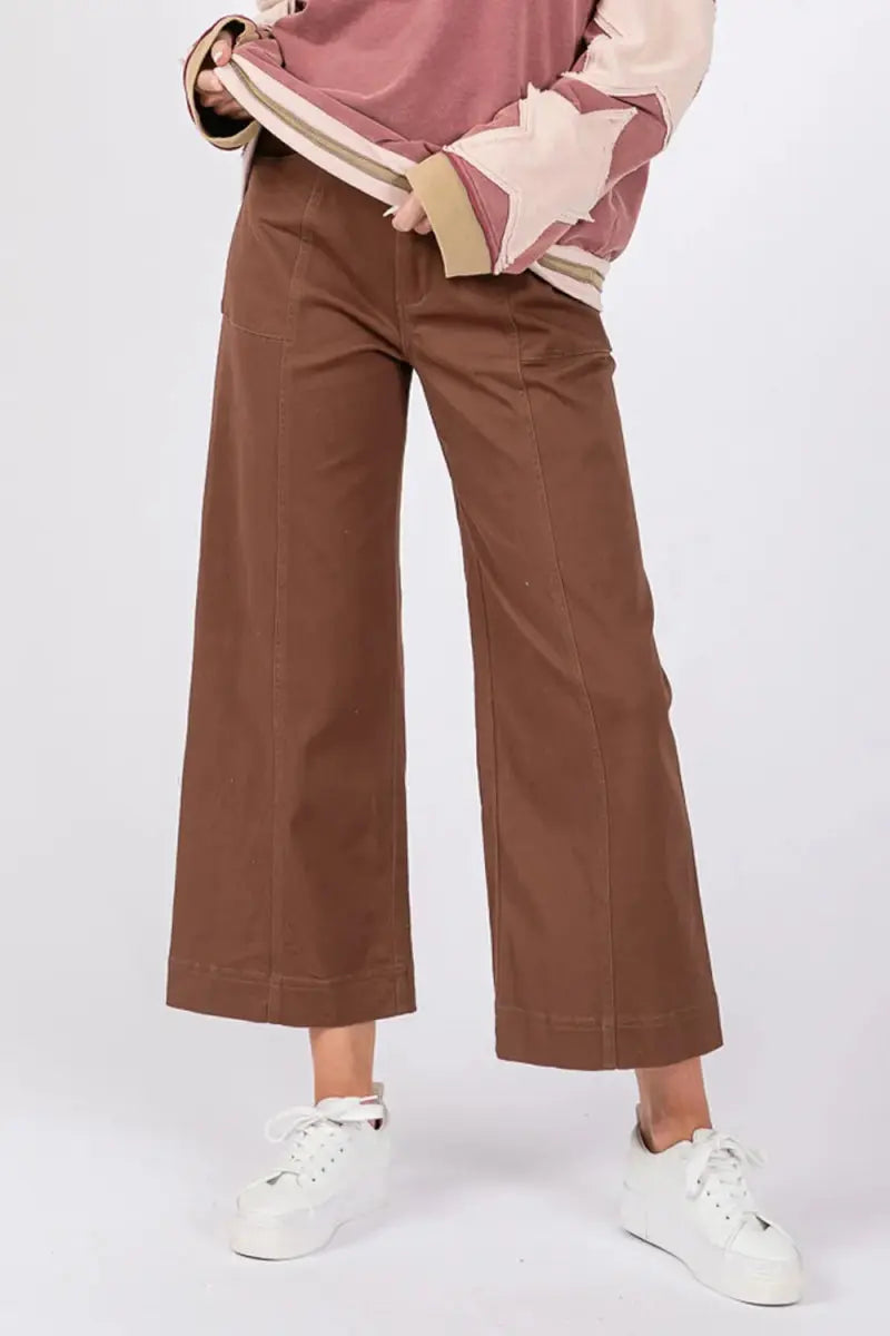 SAGE + FIG Wide Leg Cropped Pants for Stylish Comfort - Love Salve 