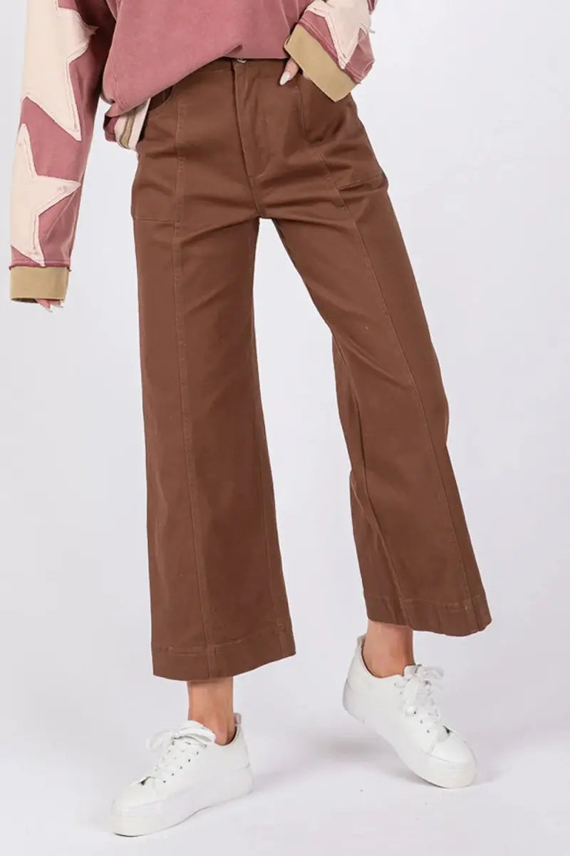 SAGE + FIG Wide Leg Cropped Pants for Stylish Comfort - Love Salve 