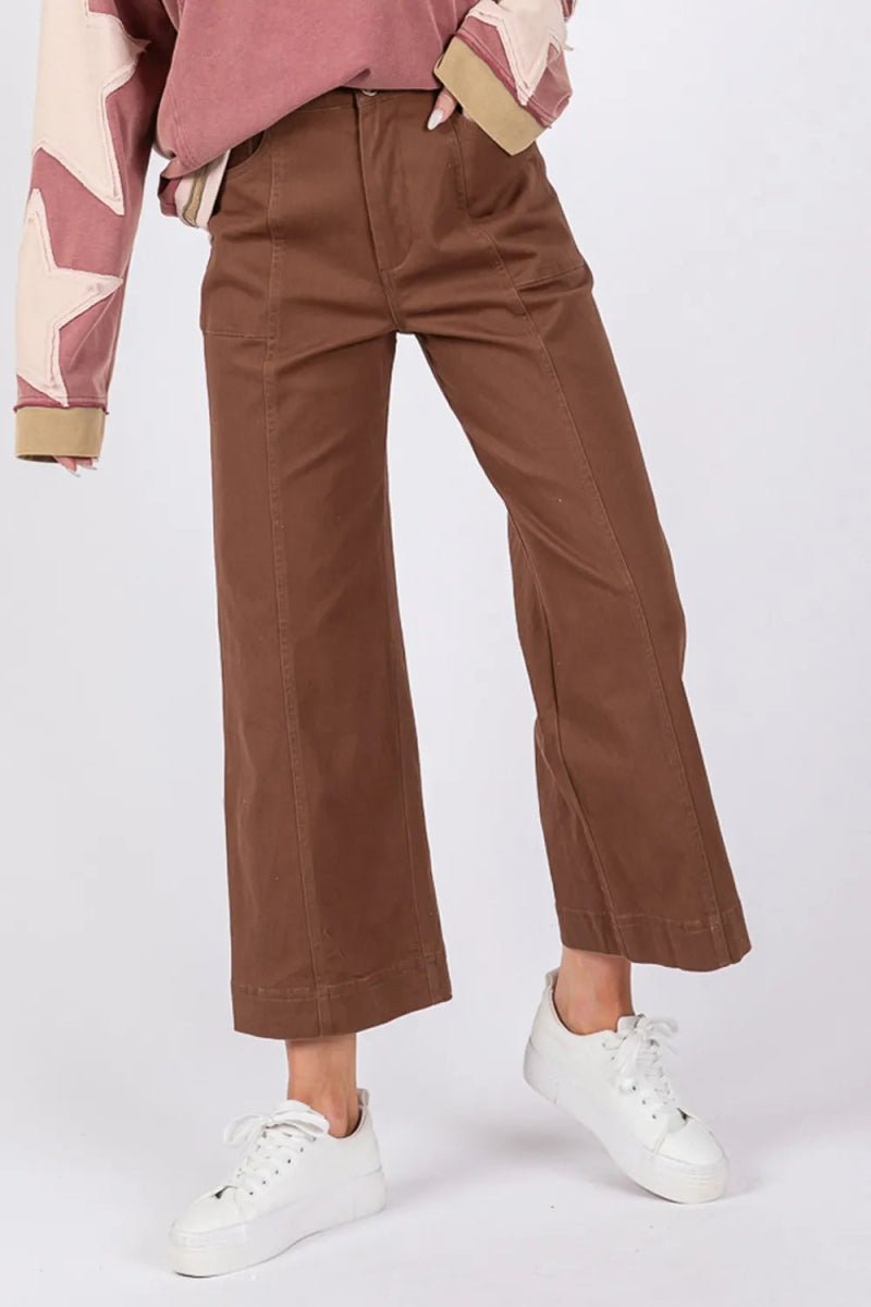 SAGE + FIG Wide Leg Cropped Pants for Stylish Comfort - Love Salve 