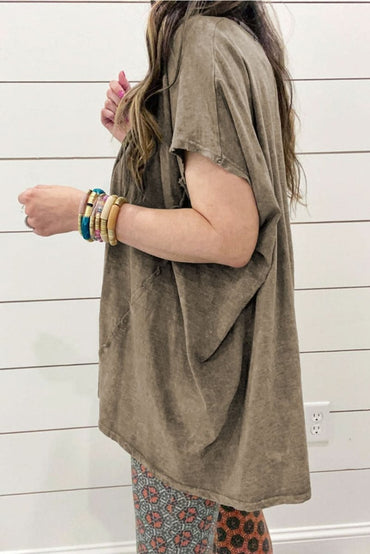 Sage Green Oversized Vintage Washed Dolman Sleeve Tee - Love Salve 