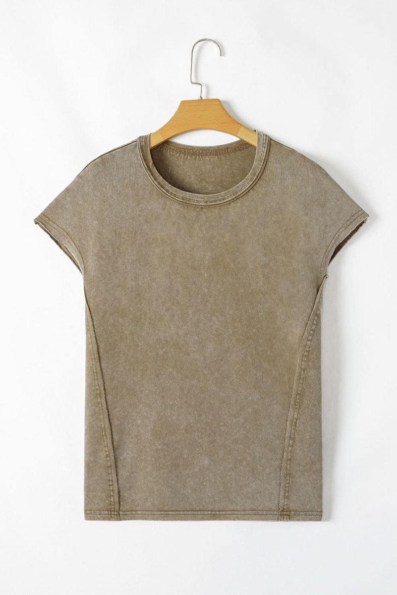 Sage Green Oversized Vintage Washed Dolman Sleeve Tee - Love Salve 