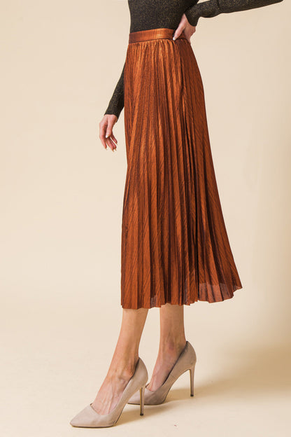 NEW ATTRACTION PLEATED MIDI SKIRT