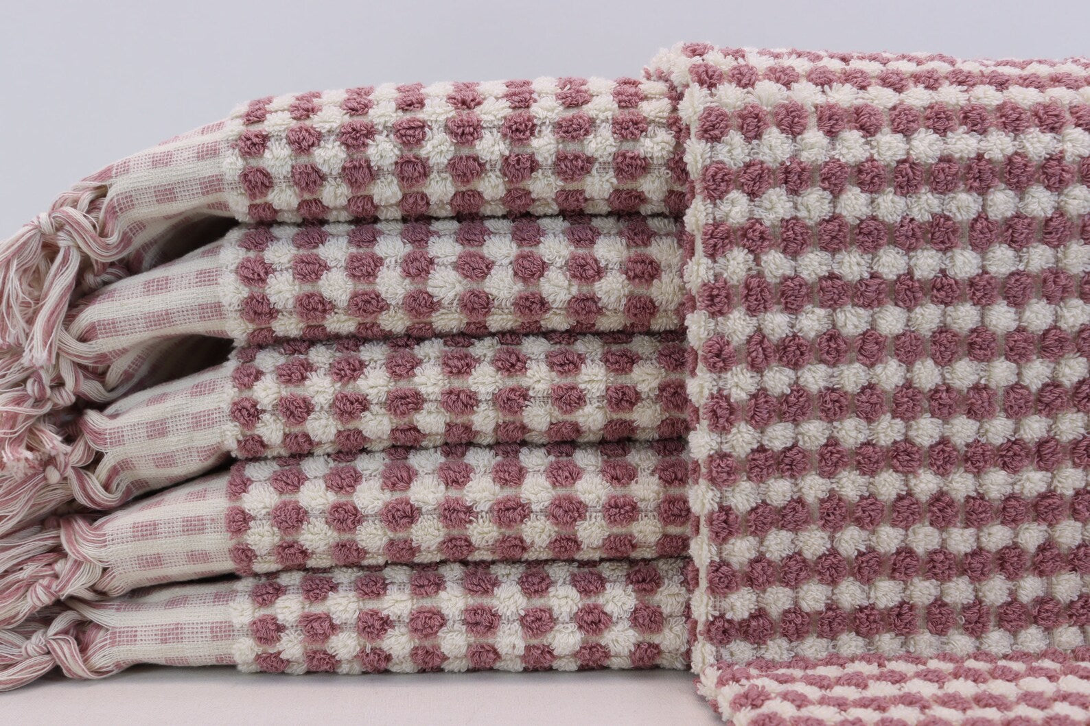 Bubble Salmon Terry Hand Towel Made from 100 Percent Turkish Cotton 38 Inches L x 20 Inches W - Love Salve 