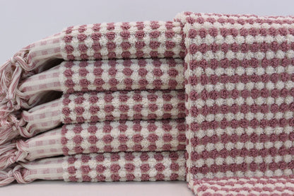 Bubble Salmon Terry Hand Towel Made from 100 Percent Turkish Cotton 38 Inches L x 20 Inches W - Love Salve 